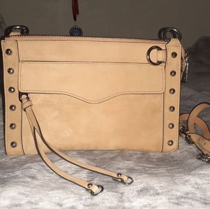Studded Neutral Honey Suede Rebecca Minkoff MAB crossbody bag
